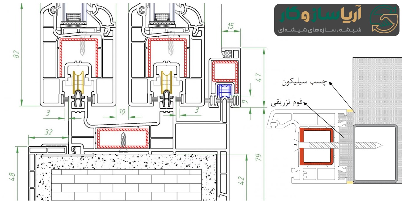 سایز قوطی فریم پنجره