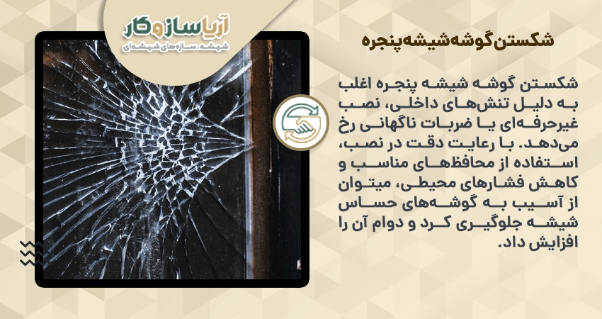 شکستن گوشه شیشه پنجره
